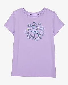 Camiseta Infantil Menina Carter’s Lilás Manga Curta Cosmic Cuties
