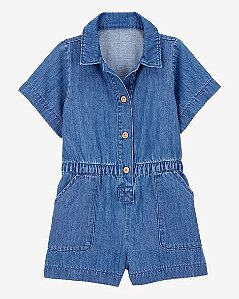 Macaquinho Infantil Menina OshKosh Jeans Fake com Bolso