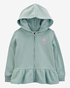 Jaqueta Infantil Menina OshKosh Verde com Bordado de Flores