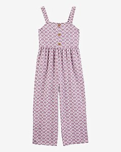 Macacão Infantil Menina OshKosh Lilás Conchas Algodão Wide Leg