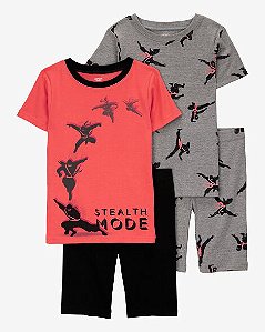 Pijama Infantil Menino Carter’s 4 Peças Ninja Laranja e Preto
