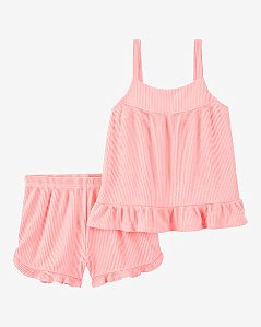 Pijama Infantil Menina Carter’s 2 Peças Laranja Canelado Importado