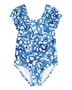 Maiô Infantil Manga Curta Praia Carter’s Azul Floral Importado