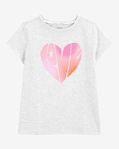 Camiseta Infantil Menina Carter’s Cinza Love Manga Curta