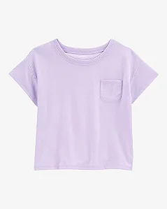 Camiseta Infantil Menina Carter’s Lilás com Bolso Manga Curta