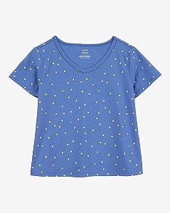 Camiseta Infantil Menina Carter’s Azul Poá Manga Curta Importada