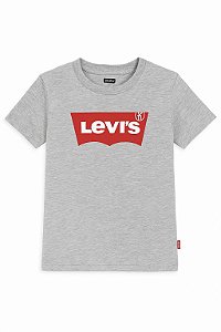 Camiseta Infantil Levi’s Cinza Básica com Logo Vermelha Importada