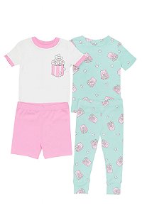 Pijama Infantil Menina Kirkland 4 Peças Estampa Pipoca Importado