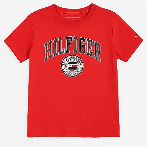 Camiseta Infantil Menino Tommy Hilfiger Vermelha Manga Curta