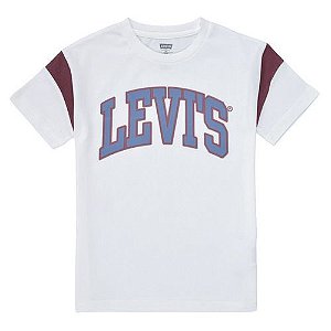 Camiseta Infantil Menino Levi’s Branca Manga Curta Estampa Azul