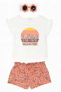 Conjunto Infantil Menina Between Camiseta + Shorts Cactos com Óculos