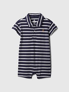 Romper Infantil Menino GAP Azul Marinho Listrado com Urso Bordado