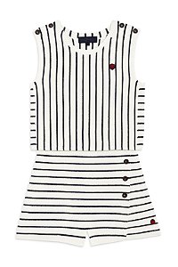 Conjunto Infantil Menina Tommy Hilfiger Branco Listrado com Elastano
