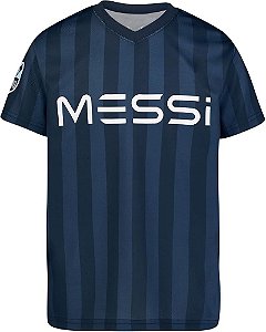 Camiseta Infantil Menino Messi Dry Fit Azul Marinho Importada