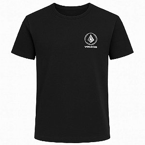 Camiseta Infantil Menino Volcom Preta Manga Curta Importada