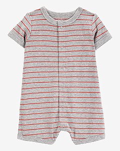 Romper Infantil Menino Carter’s Listrado Cinza Laranja Caranguejo