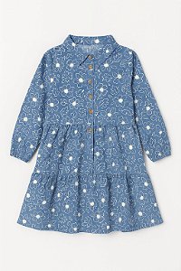 Vestido Infantil Menina Limited Too Floral Azul Manga Longa Importado