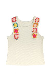 Regata Infantil Menina Okie Dokie Bege Renda Colorida Importada