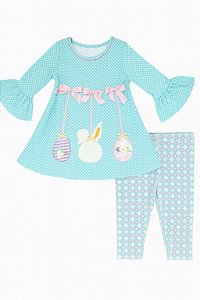 Conjunto Menina Bonnie Jean 2 Peças Bata e Legging Azul Coelho