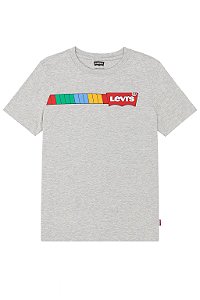 Camiseta Infantil Levi’s Cinza Básica com Logo Colorida Importada