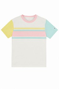 Camiseta Menino Tommy Hilfiger Manga Curta Branca com Cores Neutras