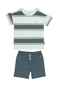 Conjunto Menino Volcom 2 Peças Camiseta e Bermuda Verde Importada