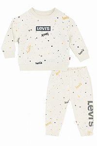 Conjunto Infantil Levi's Blusa e Calça Moletom Bege Importado