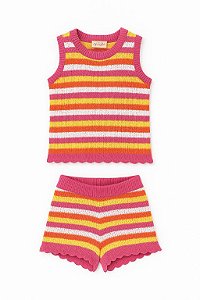 Conjunto 2 Peças Menina Jéssica Simpson Regata e Shorts Crochê