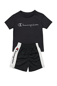 Conjunto Infantil Menino Champion 2 Peças Camiseta e Bermuda Preta