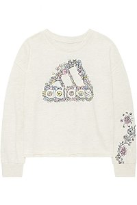Camiseta Manga Longa Adidas - Bege Menina Floral