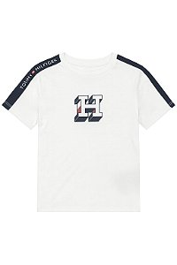 Camiseta Manga Curta Tommy Hilfiger Branca Com Detalhe na Manga
