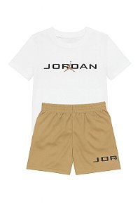 Conjunto 2 Peças Menino Jordan Camiseta Branca com Bermuda Caramelo