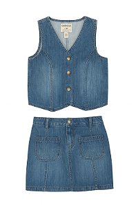 Conjunto Menina 2 Peças Oshkosh Colete e Saia Jeans