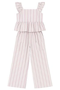 Conjunto Menina 2 Peças Oshkosh Bata e Calça Lilás Listras