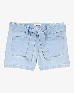 Shorts Jeans Menina Oshkosh Infantil - Lavagem Clara com Laço