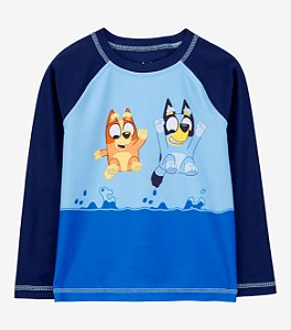 Camiseta Praia Manga Longa Azul Bluey