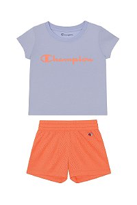 Conjunto Infantil Menina Champion 2 Peças Camiseta Lilás e Shorts