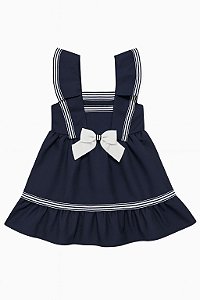 Vestido Bonnie Baby Azul Marinho Com Laço - Importado