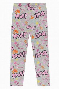 Calça Legging Menina Free Style Cinza Love - Super Confortável