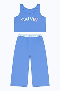 Conjunto Infantil Menina 2 Peças Calvin Klein Regata Azul