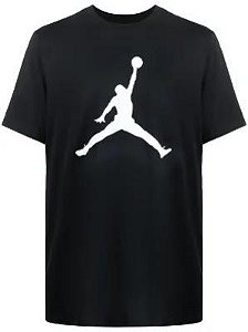 Camiseta Manga Curta Menino Air Jordan Preta Logo Branca