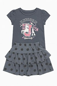 Conjunto Menina Wonder Nation 2 Peças Camiseta Unicórnio com Saia