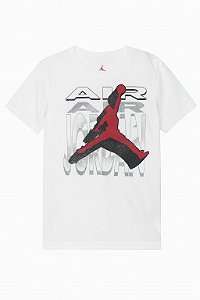 Camiseta Branca Menino Air Jordan Manga Curta Estampa Vermelha