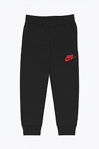 Calça Preta Menino Nike Logo Vermelha - Forrada Fleece