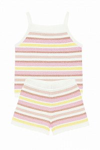 Conjunto Menina Regata e Shorts Crochê Listrado - Oshkosh Importado