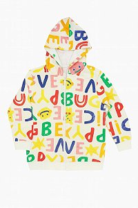 Jaqueta Infantil Bugbee Bege Letras Coloridas
