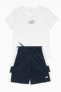 Conjunto Menino 2 Peças New Balance Camiseta Branca e Bermuda