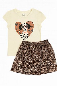 Conjunto Infantil Menina Wonder Nation Saia Tigrada e Camiseta Dálmata