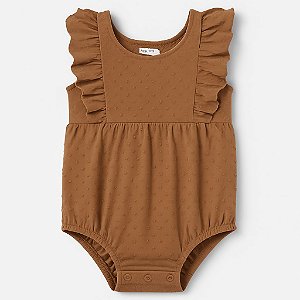 Body Okie Dokie Menina Poá Marrom