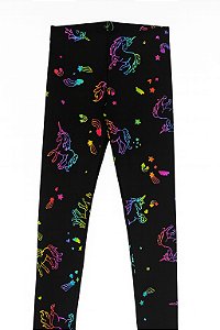 Calça Legging Wonder Nation Menina - Preta Unicórnios